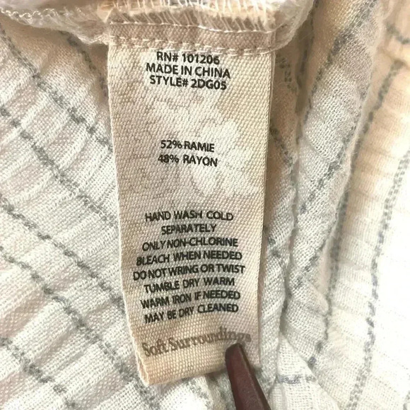 Soft Surroundings Off White Gray Striped Lagenlook Long Sleeve Tunic Medium‎ - Picture 5 of 5